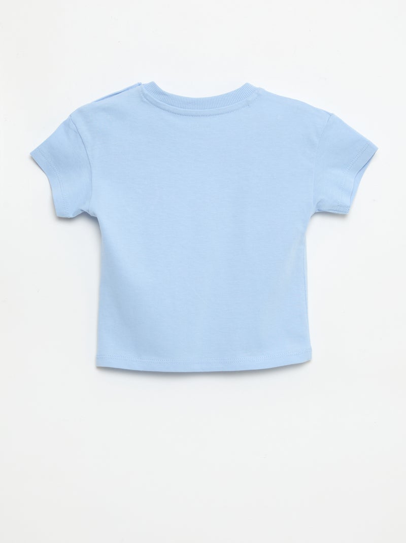 Short-sleeved cotton jersey T-shirt with chest patch Blue - Kiabi