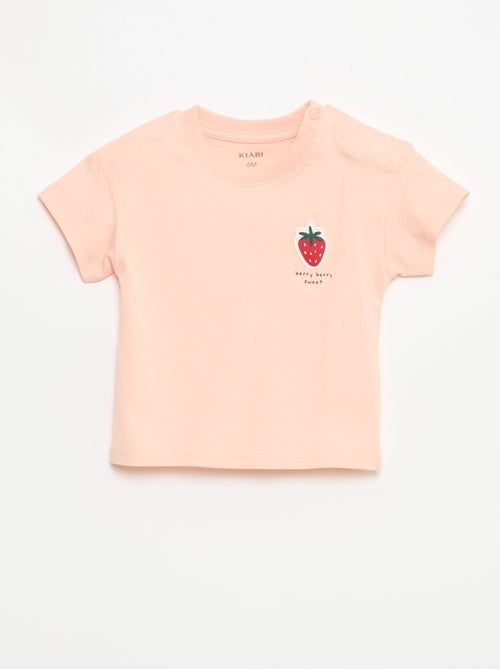 Short-sleeved cotton jersey T-shirt with chest patch - Kiabi