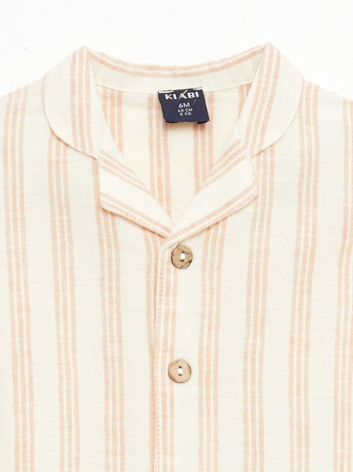 Short-Sleeved Cotton-Linen Blend Shirt - Kiabi