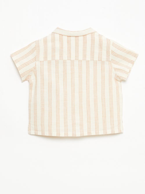 Short-Sleeved Cotton-Linen Blend Shirt - Kiabi