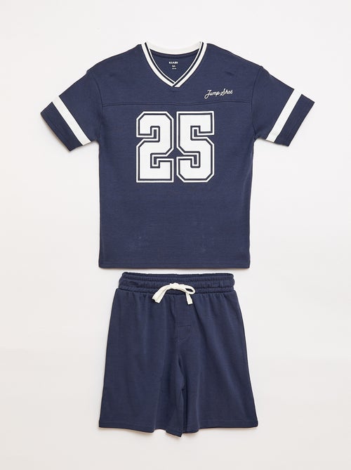 Short-Sleeved Cotton Pajama Set - Kiabi