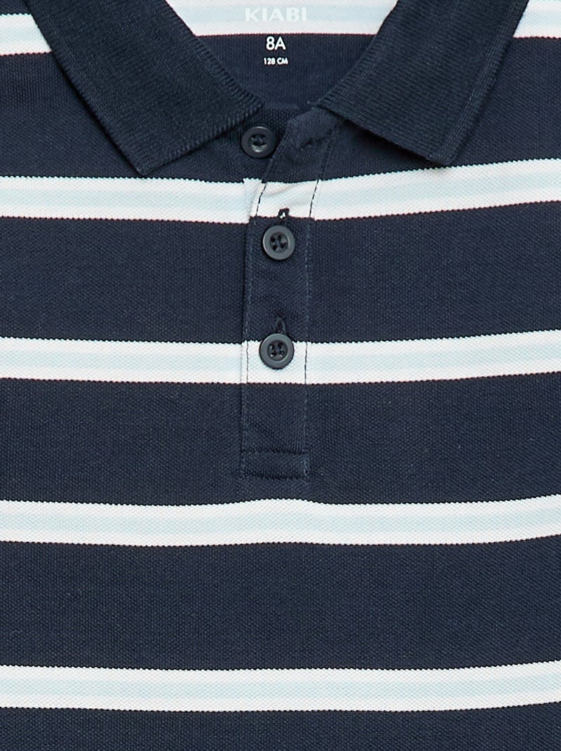 Short-Sleeved Cotton Piqué Polo Shirt Blue - Kiabi