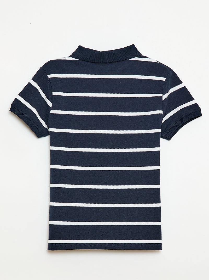 Short-Sleeved Cotton Piqué Polo Shirt Blue - Kiabi