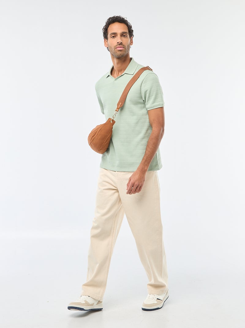 Short-Sleeved Cotton Piqué Polo Shirt Green - Kiabi