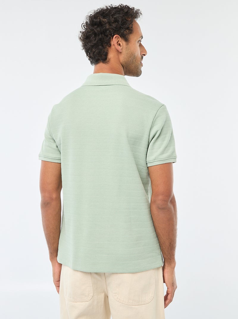 Short-Sleeved Cotton Piqué Polo Shirt Green - Kiabi