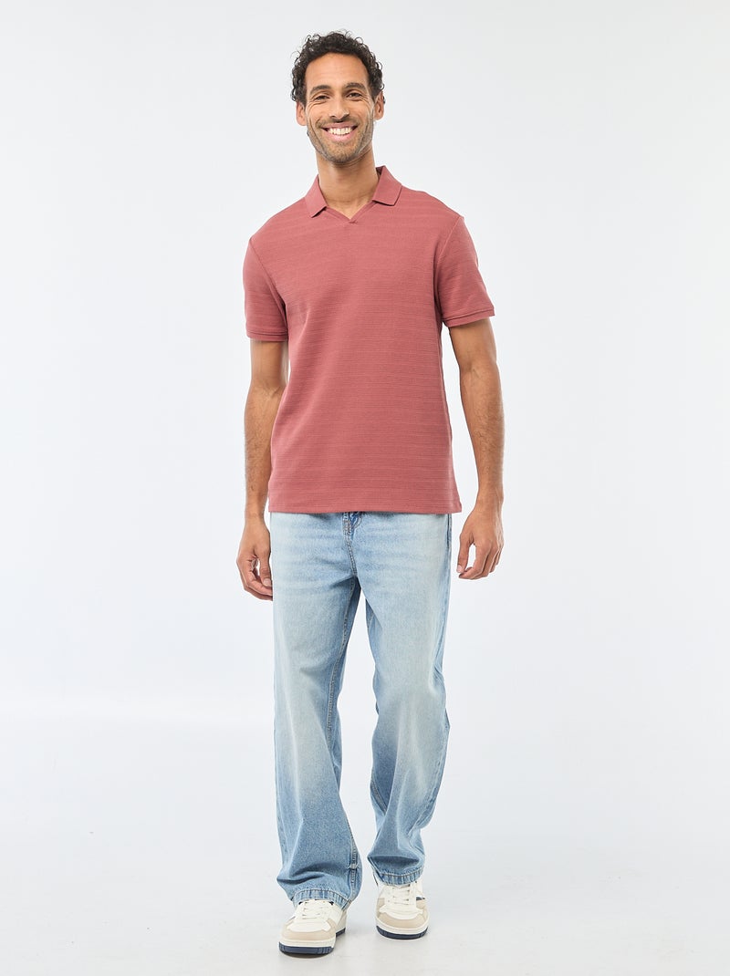 Short-Sleeved Cotton Piqué Polo Shirt Red - Kiabi