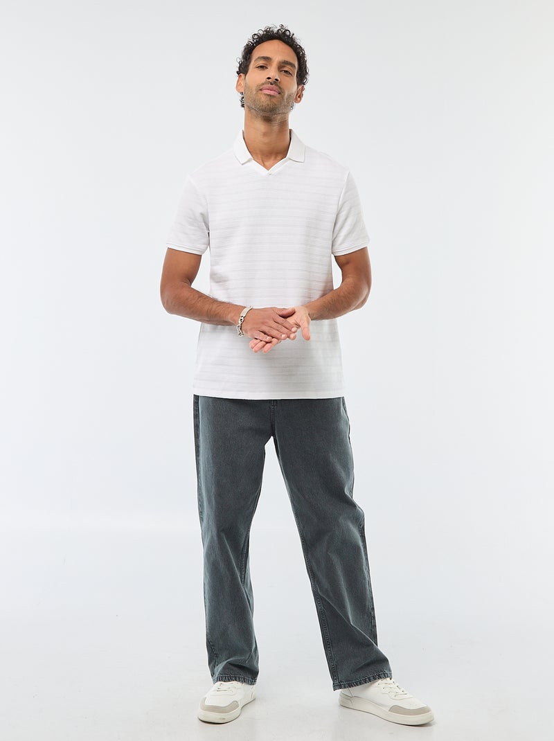 Short-Sleeved Cotton Piqué Polo Shirt White - Kiabi