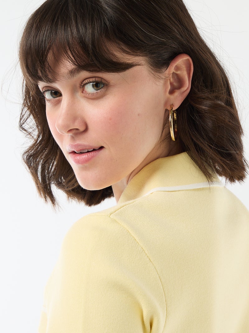 Short-Sleeved Cotton Piqué Polo Shirt Yellow - Kiabi