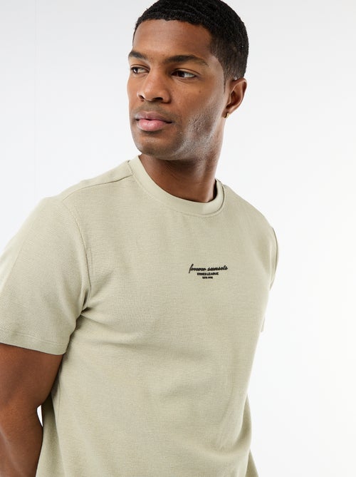 Short-Sleeved Cotton Piqué T-Shirt - Kiabi