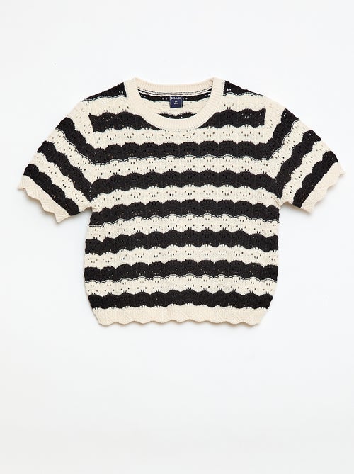 Short-sleeved crochet sweater - Kiabi