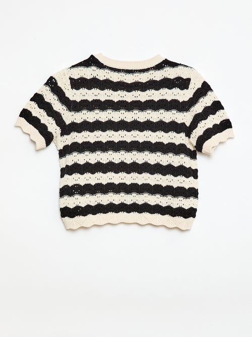 Short-sleeved crochet sweater - Kiabi
