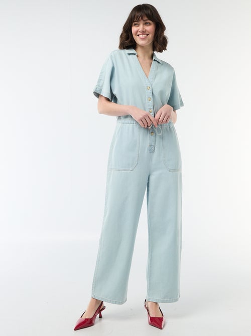 Short-Sleeved Denim Jumpsuit - Kiabi