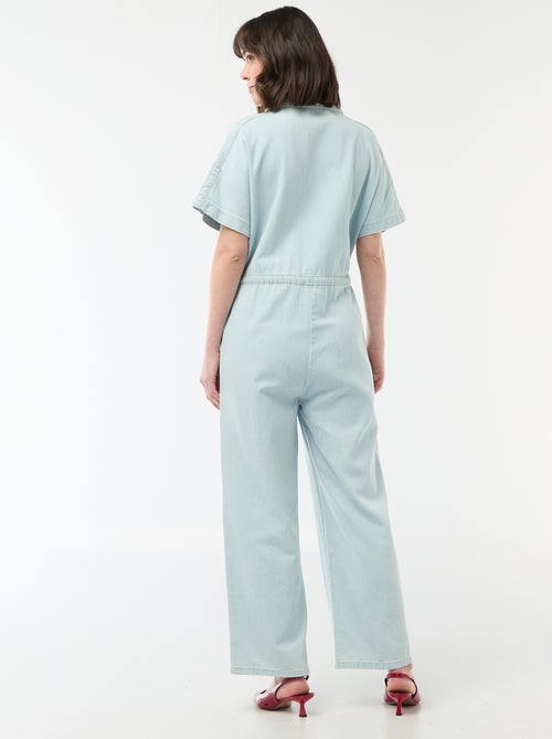 Short-Sleeved Denim Jumpsuit - Kiabi