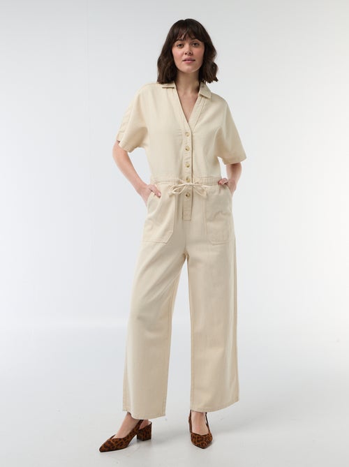 Short-Sleeved Denim Jumpsuit - Kiabi