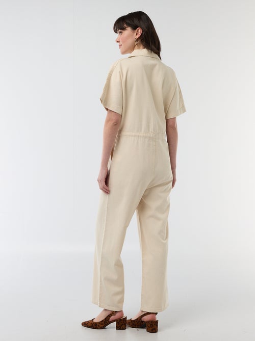 Short-Sleeved Denim Jumpsuit - Kiabi