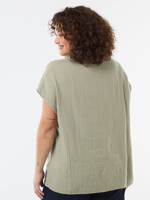 Short-Sleeved Double Gauze Cotton Blouse - Kiabi