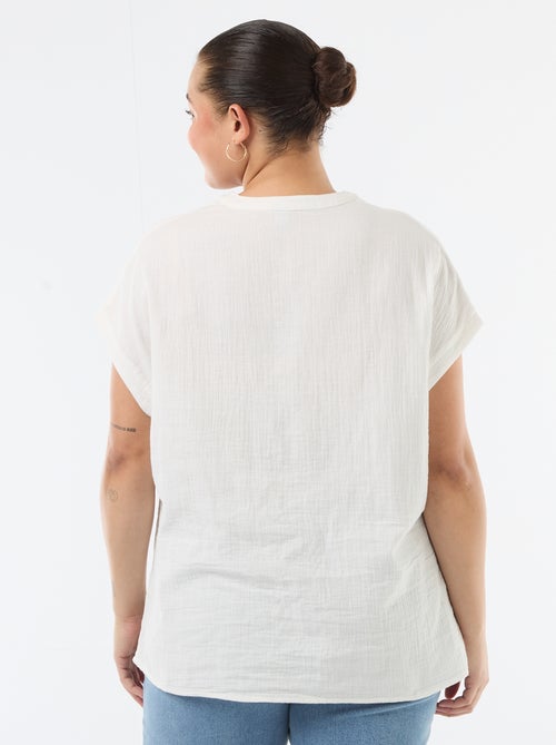 Short-Sleeved Double Gauze Cotton Blouse - Kiabi