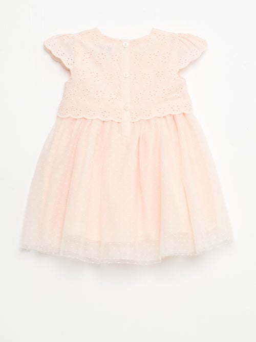 Short-Sleeved Dress with Broderie Anglaise and Tulle - Kiabi