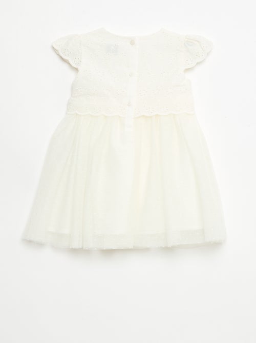 Short-Sleeved Dress with Broderie Anglaise and Tulle - Kiabi