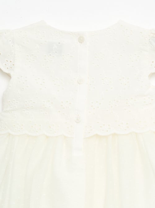 Short-Sleeved Dress with Broderie Anglaise and Tulle - Kiabi