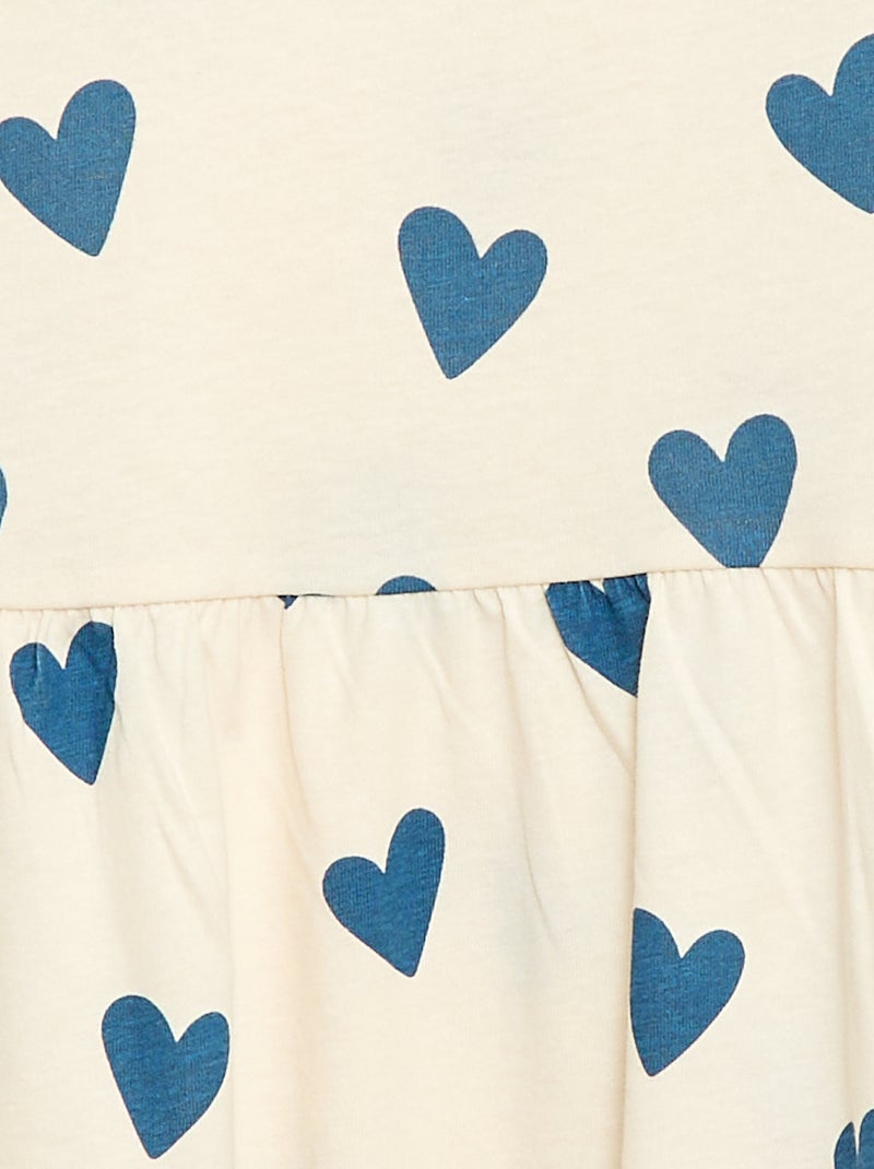 Short-Sleeved Dress with Print Beige - Kiabi
