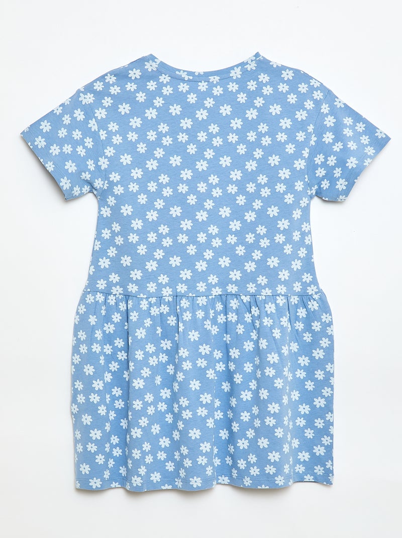 Short-Sleeved Dress with Print Blue - Kiabi
