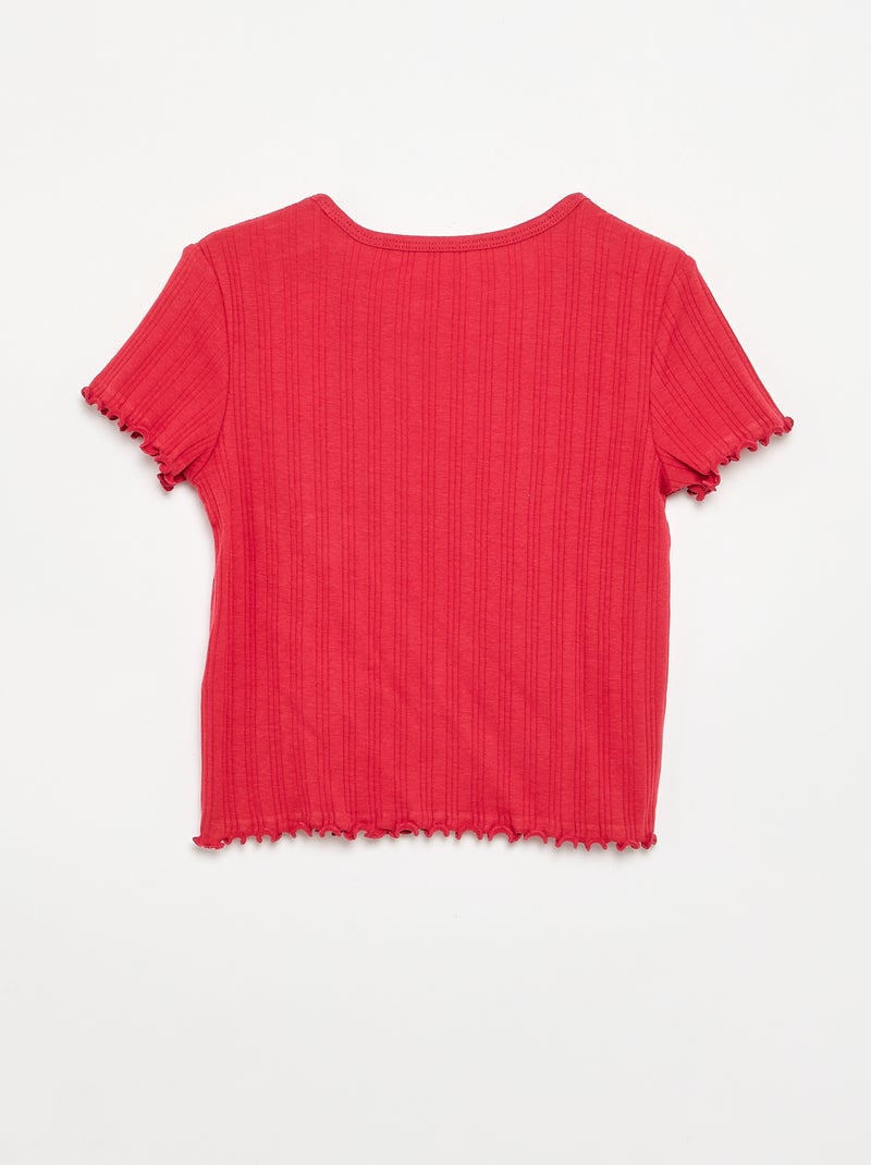 Short-sleeved embroidered T-shirt Red - Kiabi
