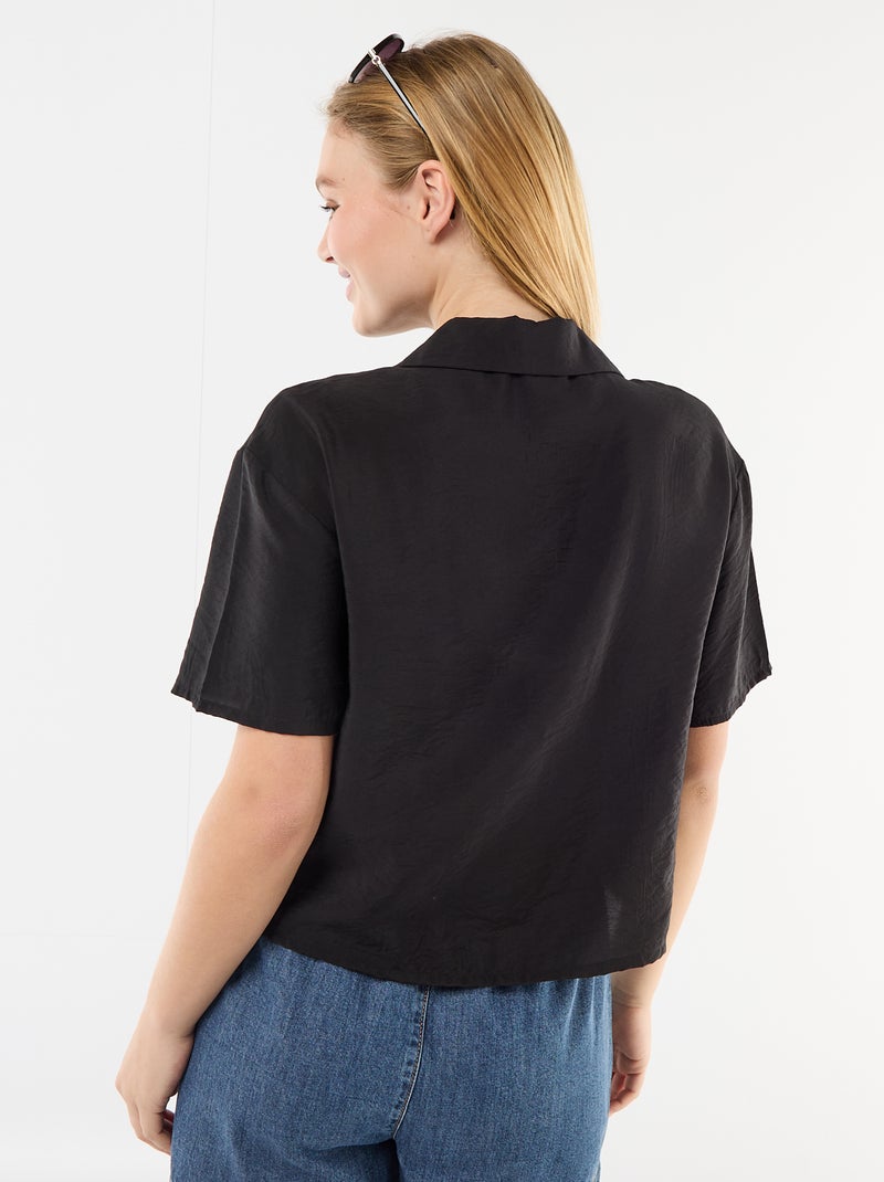 Short-Sleeved Flowy Blouse Black - Kiabi