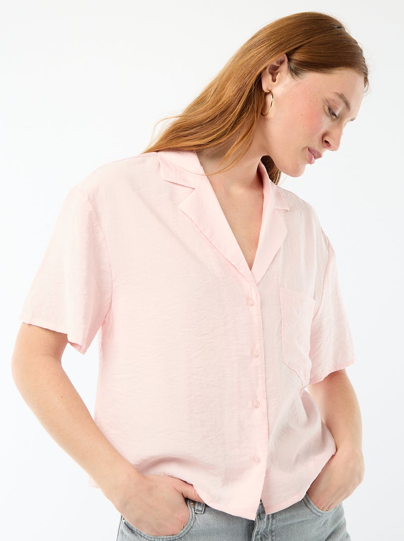 Short-Sleeved Flowy Blouse Pink - Kiabi