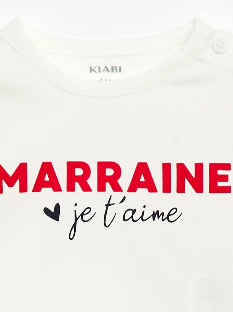Short-sleeved 'Godmother' print T-shirt White - Kiabi