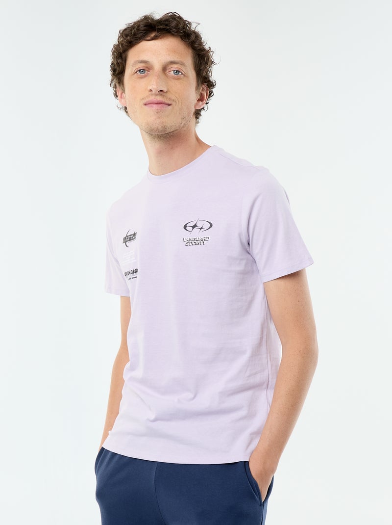 Short-sleeved graphic print T-shirt Purple - Kiabi