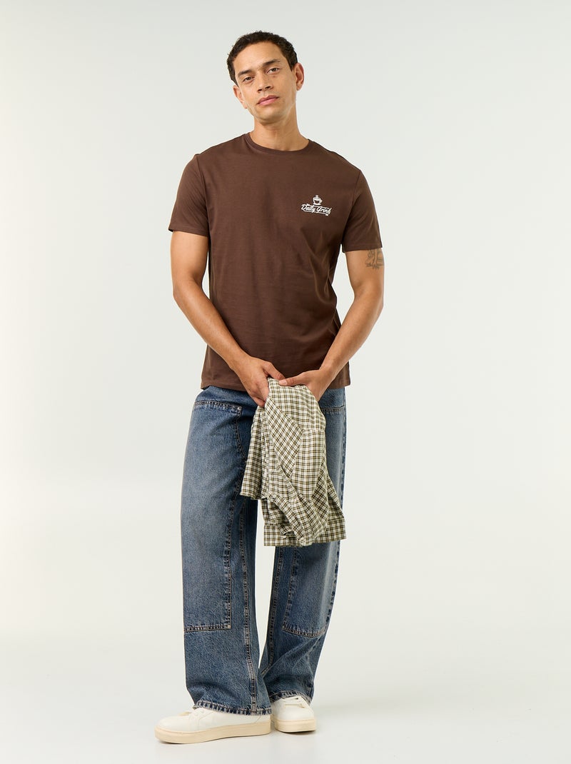 Short-sleeved graphic T-shirt Brown - Kiabi