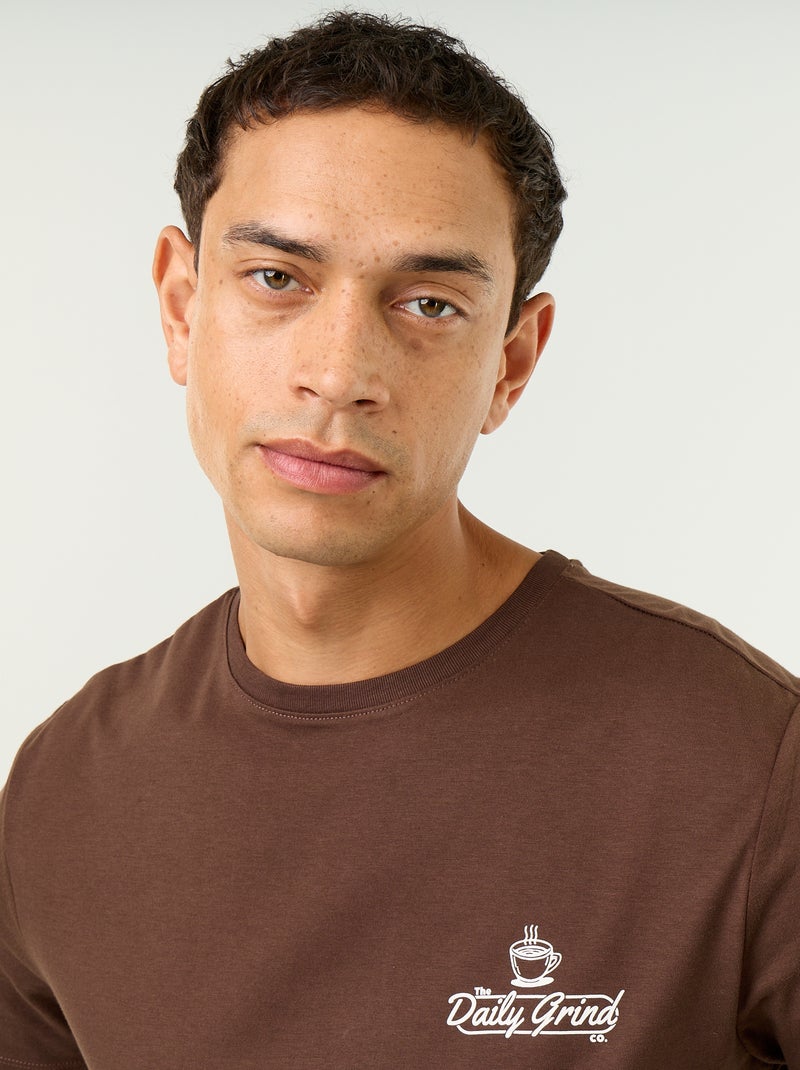 Short-sleeved graphic T-shirt Brown - Kiabi
