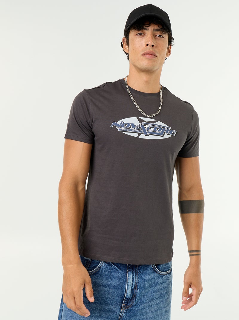 Short-sleeved graphic T-shirt Grey - Kiabi