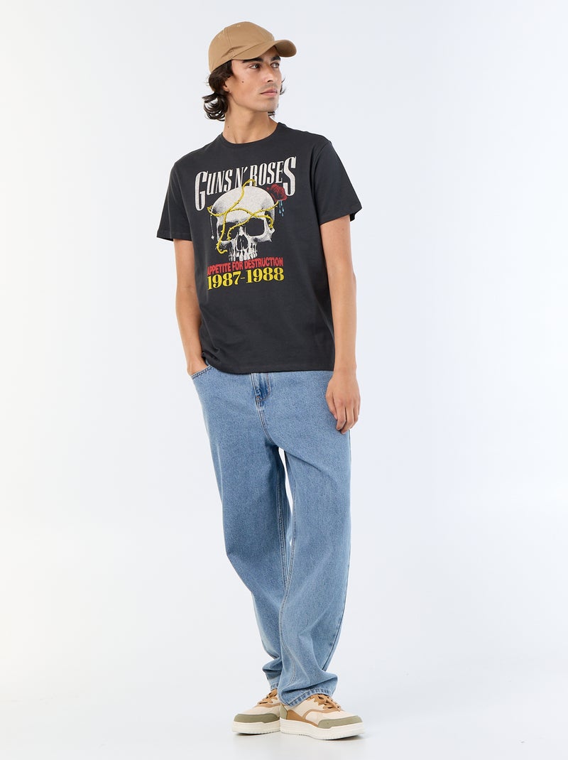 Short-Sleeved 'Guns N'Roses' T-Shirt Black - Kiabi