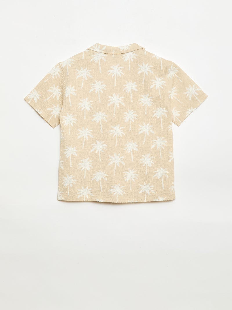 Short-sleeved honeycomb shirt Beige - Kiabi