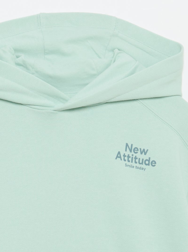 Short-sleeved hooded sweatshirt Blue - Kiabi