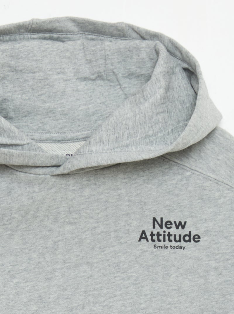 Short-sleeved hooded sweatshirt Grey - Kiabi