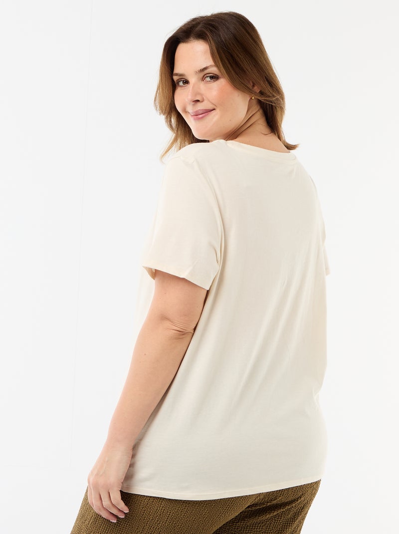 Short-sleeved jersey knit T-shirt Beige - Kiabi