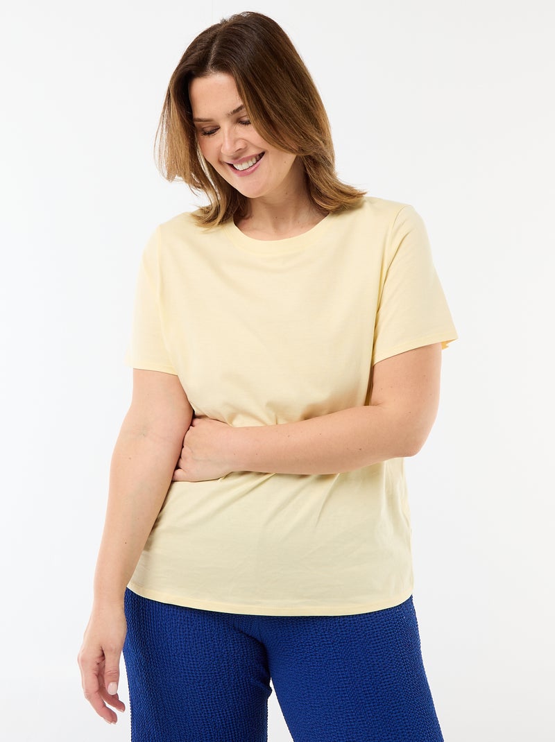 Short-sleeved jersey knit T-shirt Yellow - Kiabi