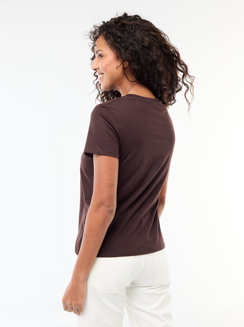 Short-sleeved jersey T-shirt Brown - Kiabi