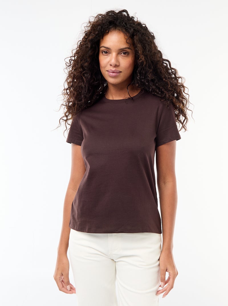 Short-sleeved jersey T-shirt Brown - Kiabi