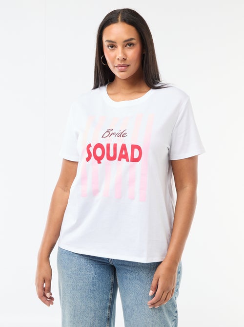 Short-sleeved jersey T-shirt 'OUI' - Kiabi