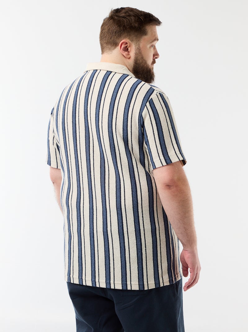Short-sleeved knit polo shirt Blue - Kiabi