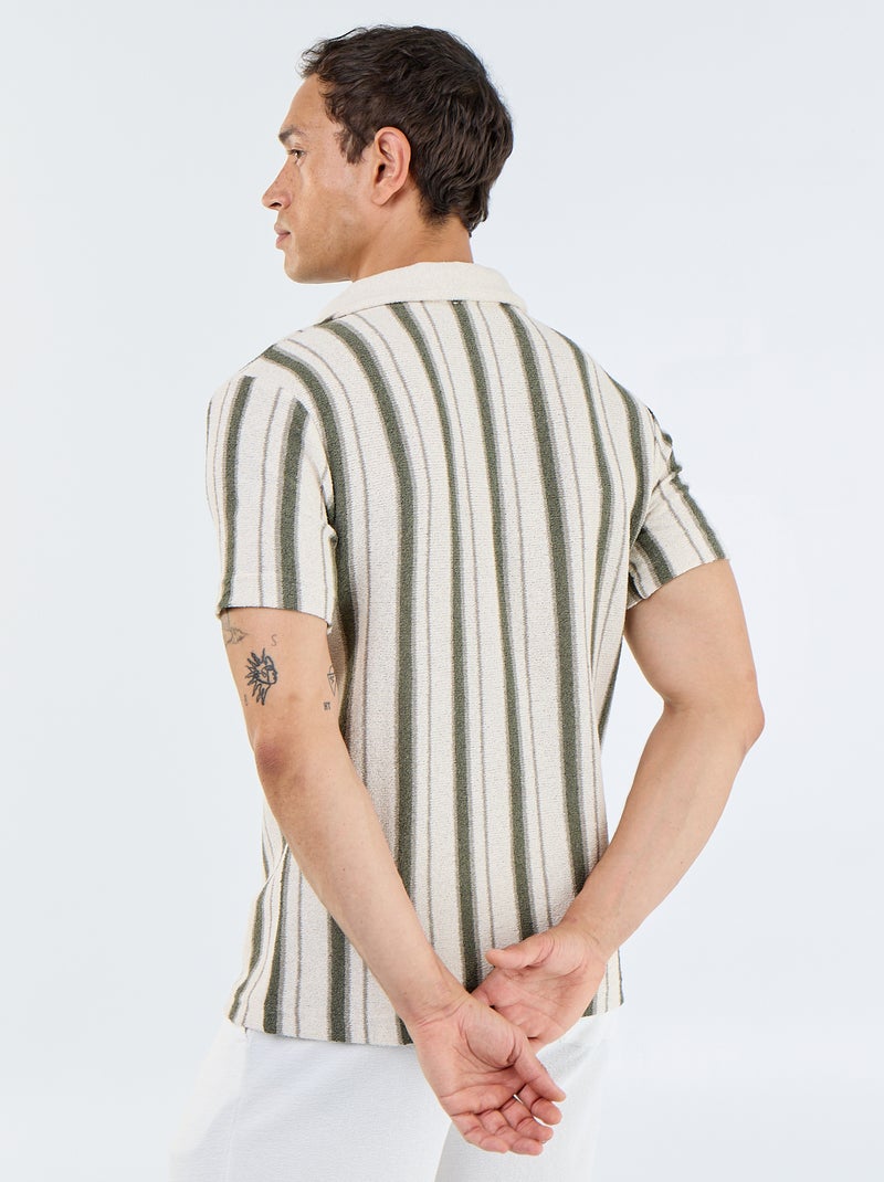 Short-sleeved knitted polo shirt Khaki - Kiabi