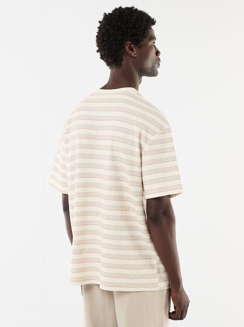 Short-sleeved knitted T-shirt Beige - Kiabi