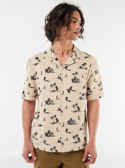 Short-Sleeved Linen Blend Shirt - Kiabi