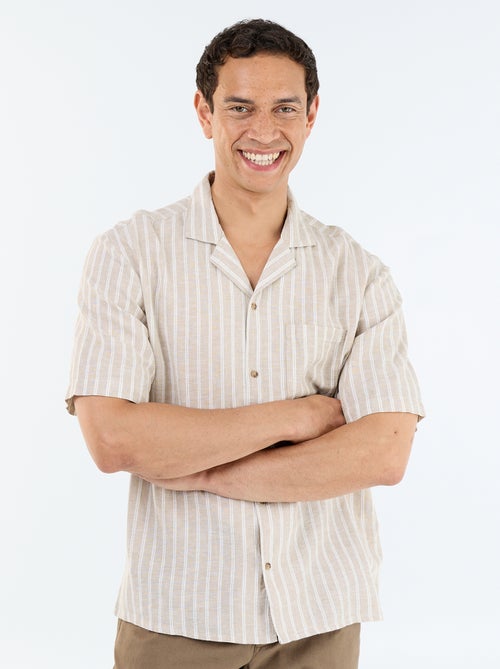 Short-sleeved linen blend shirt - Kiabi