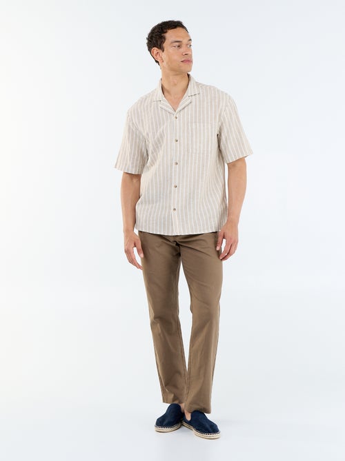 Short-sleeved linen blend shirt - Kiabi