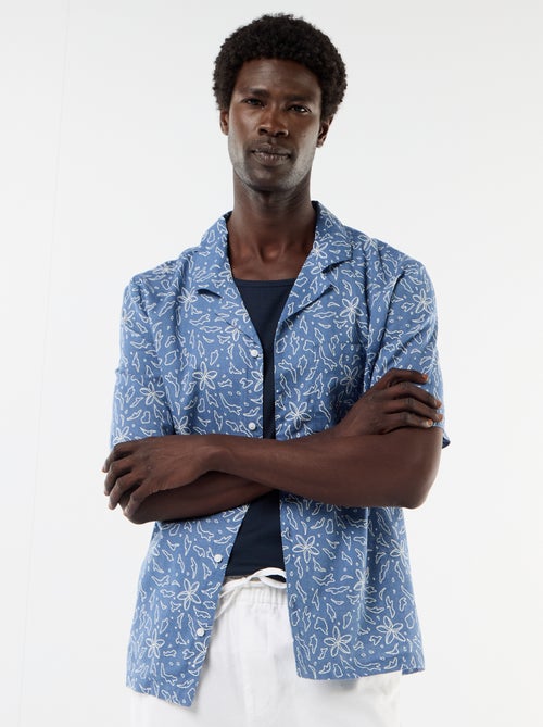 Short-Sleeved Linen Blend Shirt - Kiabi